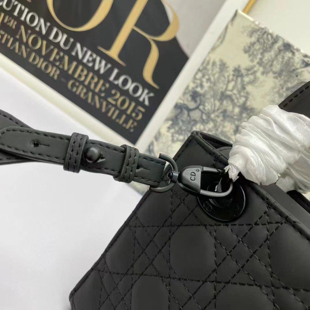 Christian Dior Black Ultra Matte Medium Lady Dior Bag
