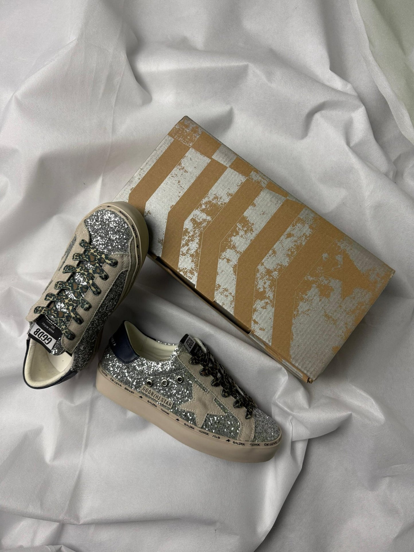 Golden Goose Hi Star Silver glitter