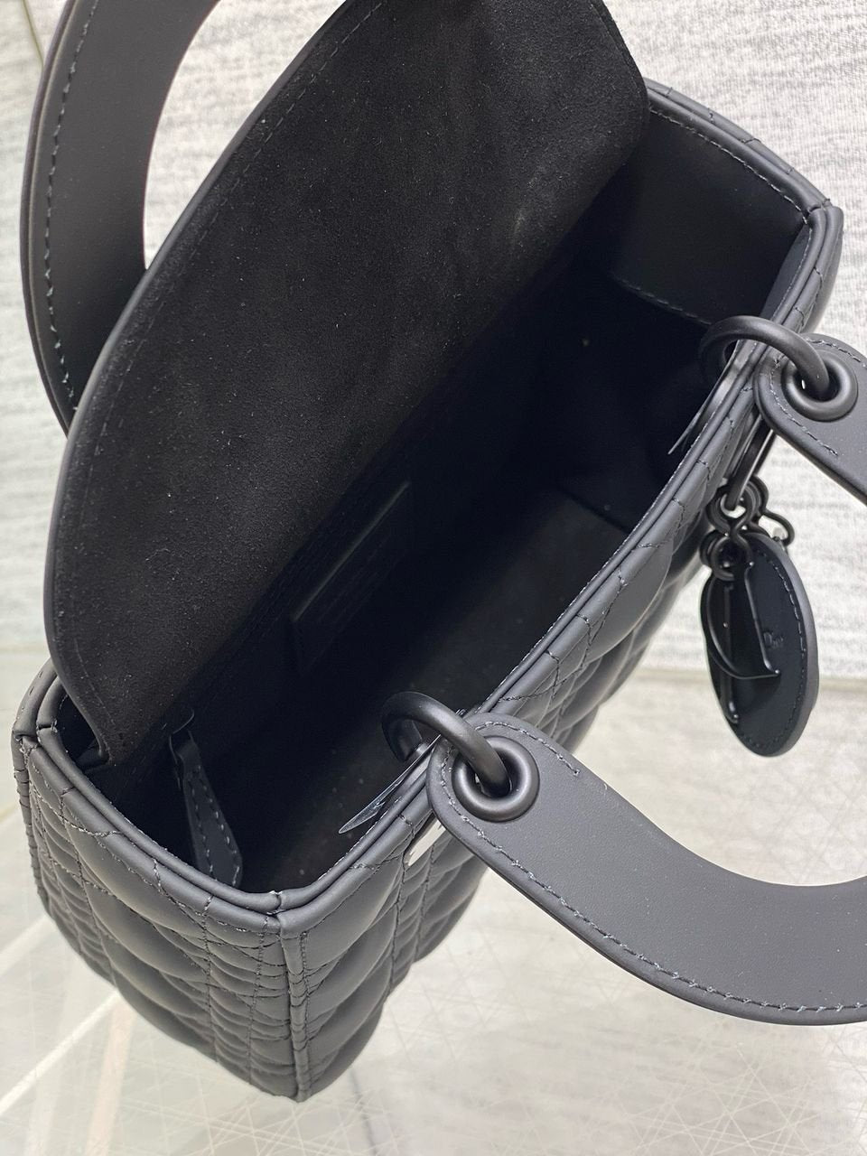 Christian Dior Black Ultra Matte Medium Lady Dior Bag