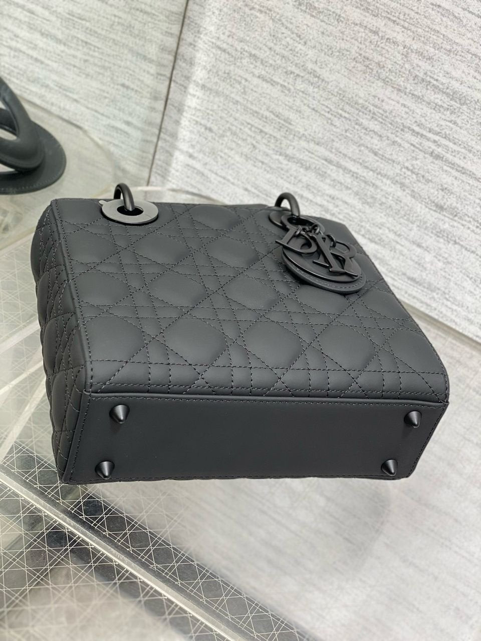 Christian Dior Black Ultra Matte Medium Lady Dior Bag