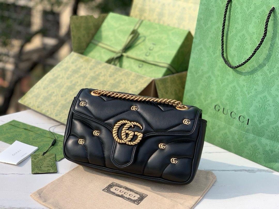 Gucci Marmont shoulder bag black studded