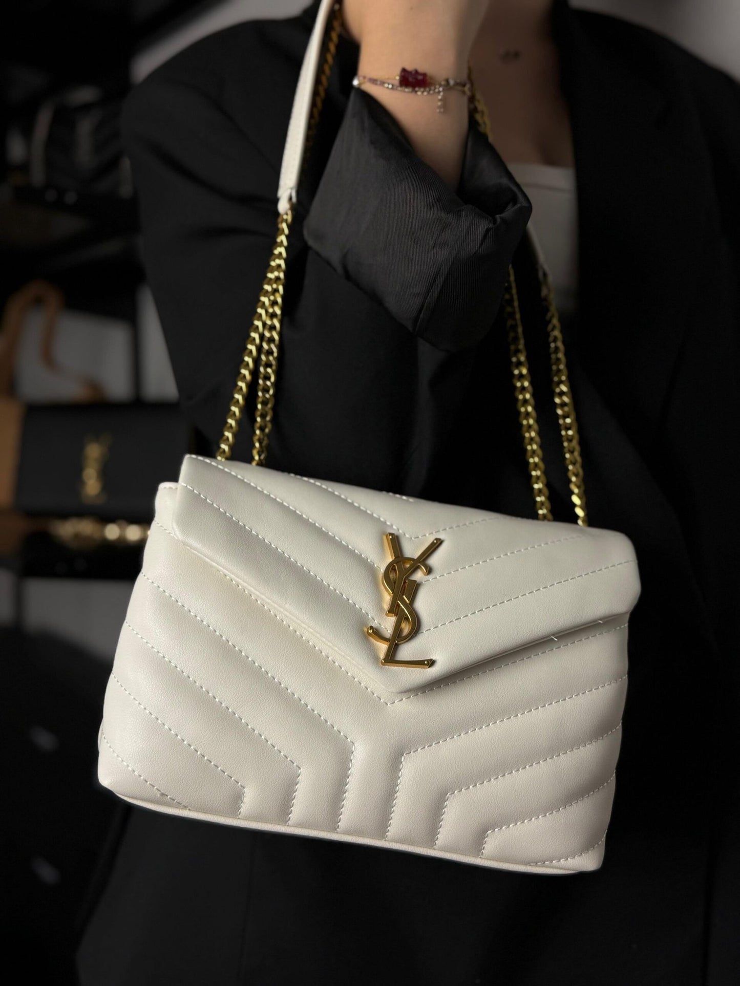 YSL Saint Laurent White / Gold