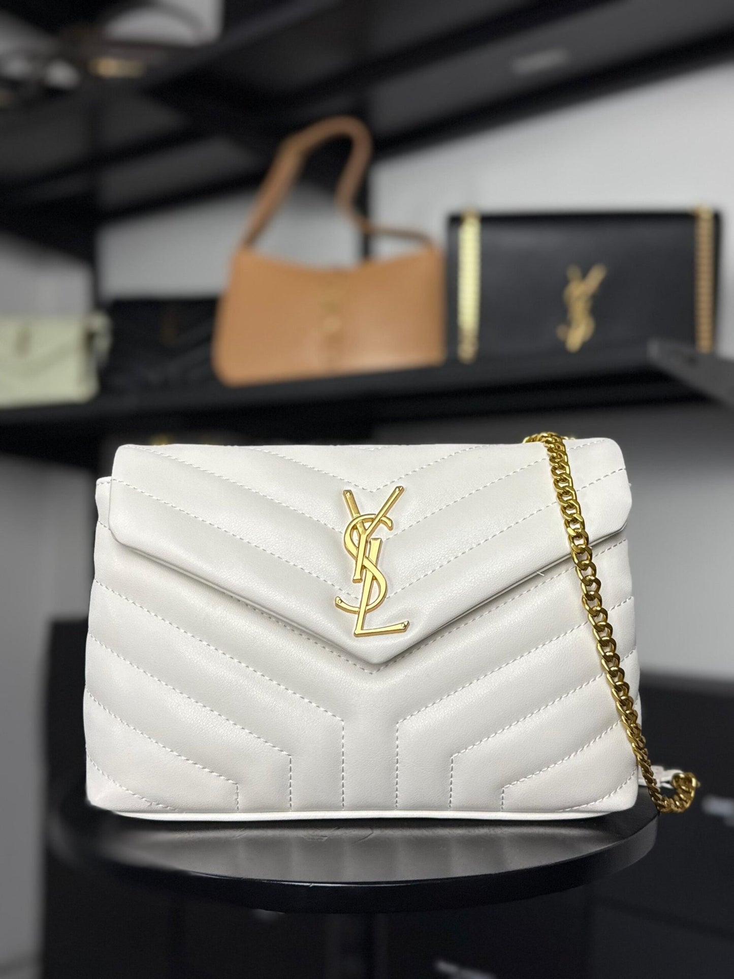YSL Saint Laurent White / Gold