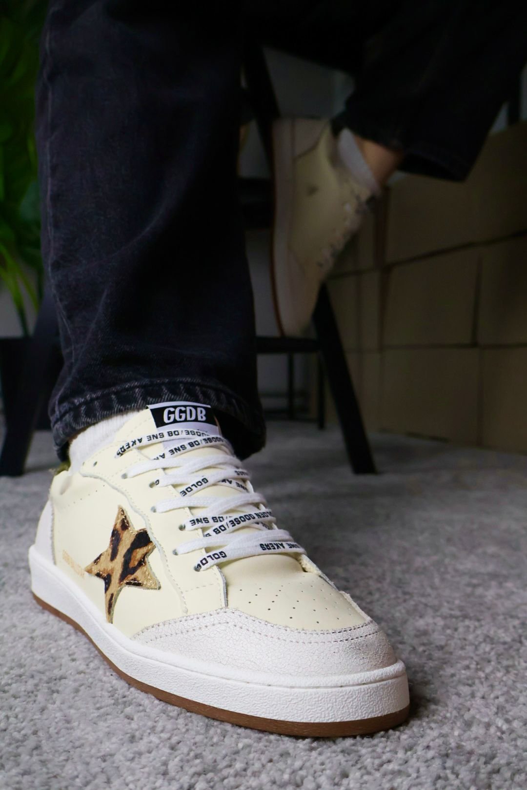 Golden Goose Creamy White / White/ Leopard / Green