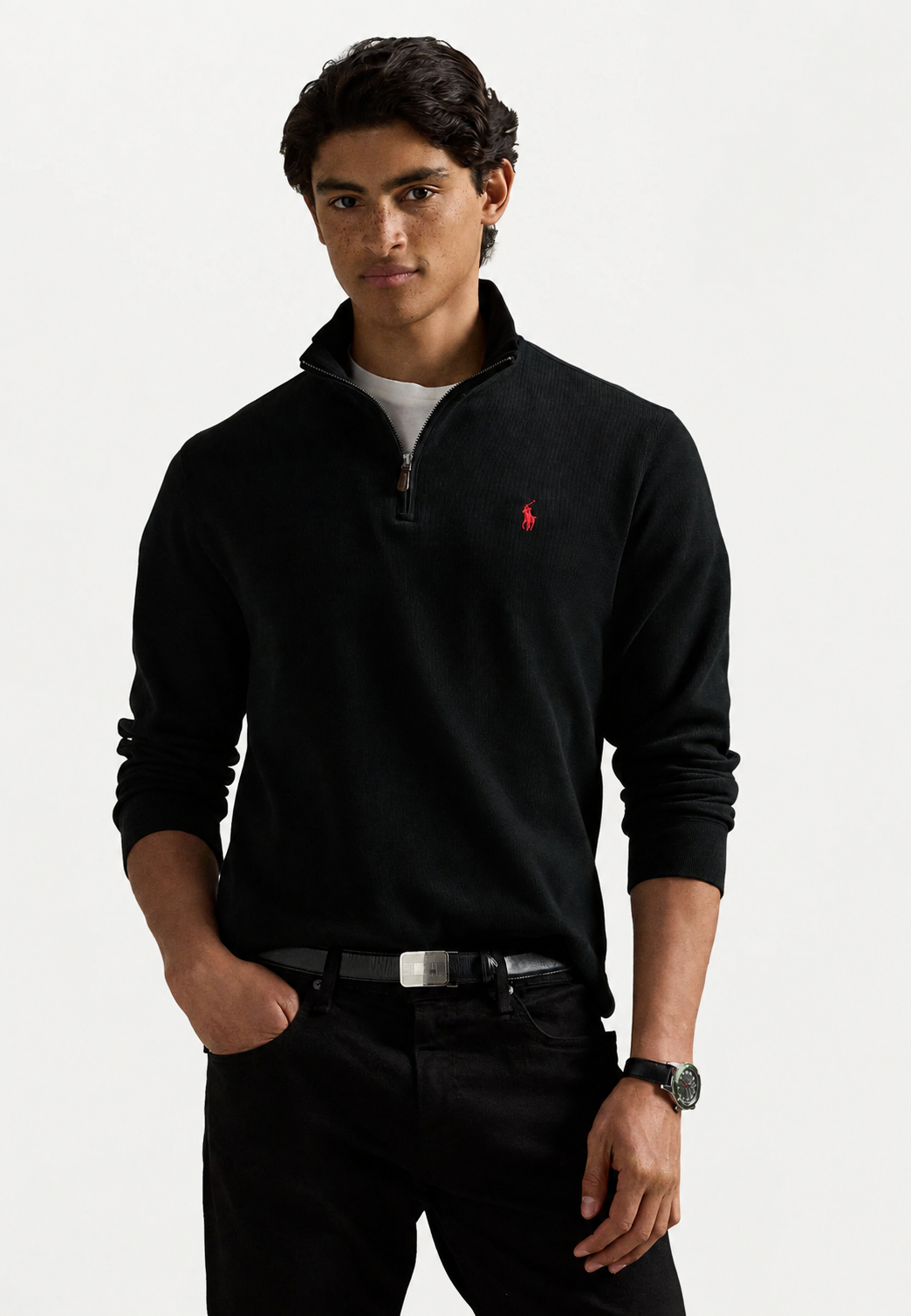 Polo Quarterzip Black