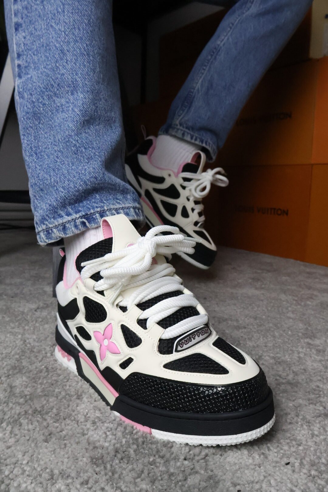 Louis Vuitton Skate Black Cream Pink