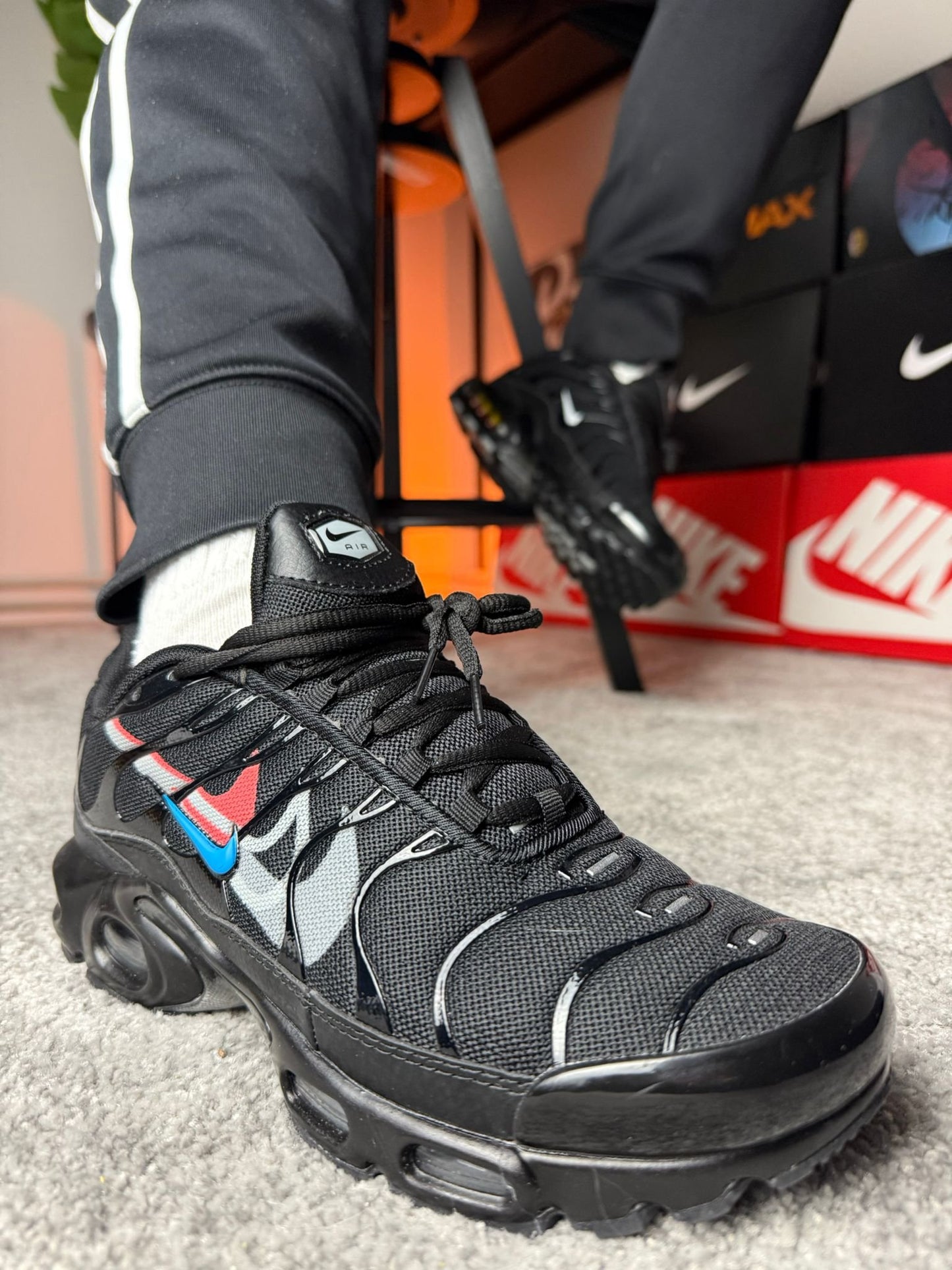 Nike Air Max Plus “Multi Swoosh Black/Bright Crimson”