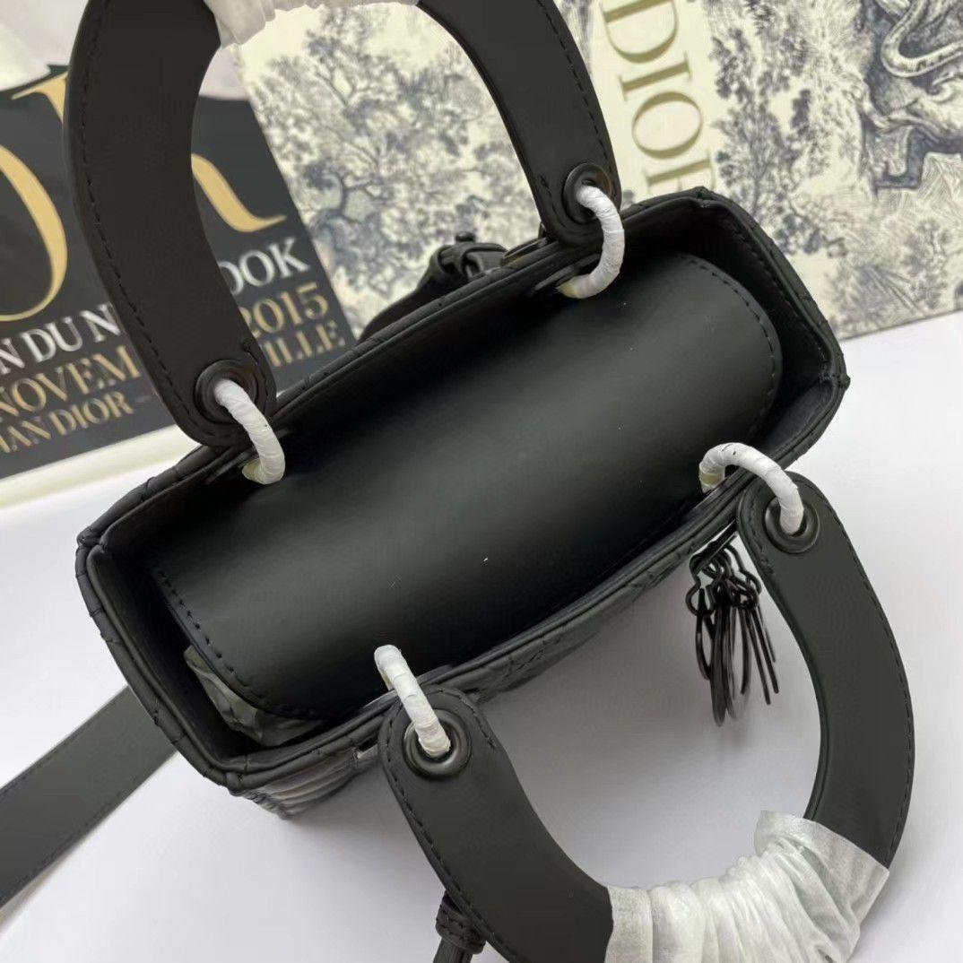 Christian Dior Black Ultra Matte Medium Lady Dior Bag