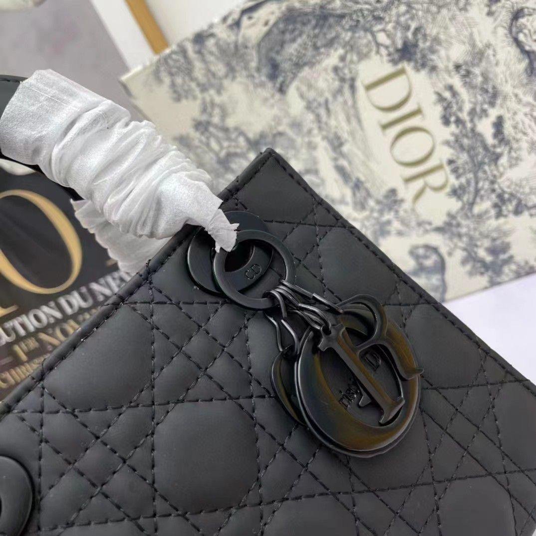 Christian Dior Black Ultra Matte Medium Lady Dior Bag
