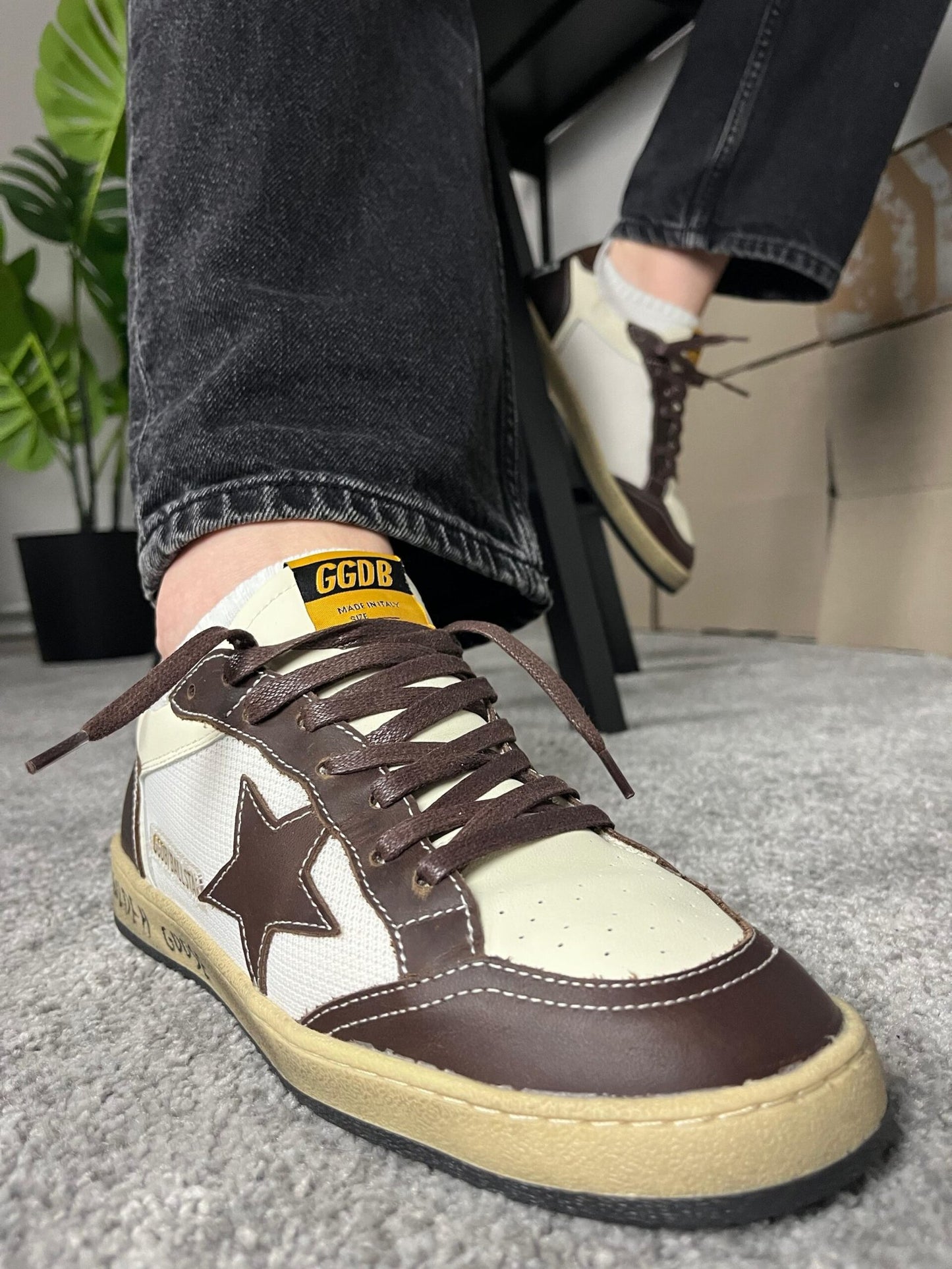 Golden Goose Ball Star White / Brown star leather