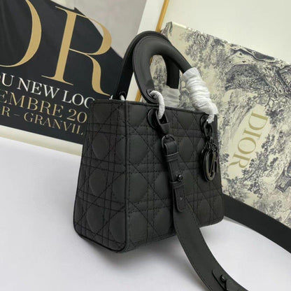 Christian Dior Black Ultra Matte Medium Lady Dior Bag