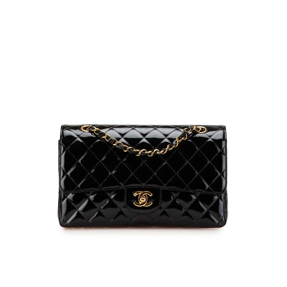 CHANEL Matelasse Double Face Chain Shoulder Bag Enamel Black