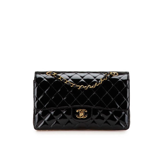 CHANEL Matelasse Double Face Chain Shoulder Bag Enamel Black
