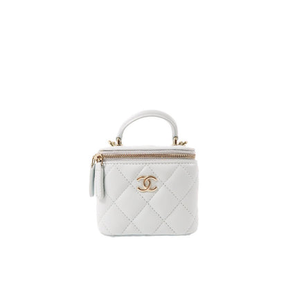 Chanel Mini With Chain white Lambskin Gold Hard