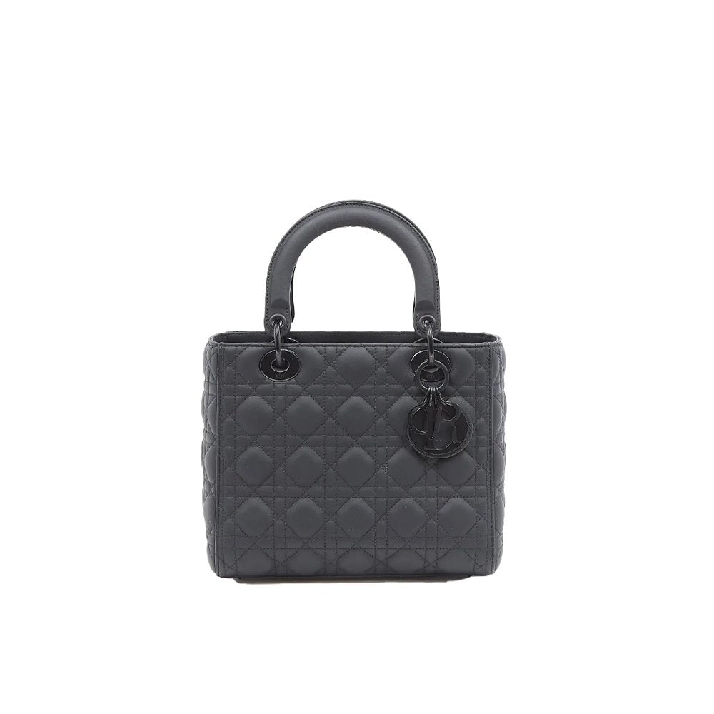 Christian Dior Black Ultra Matte Medium Lady Dior Bag