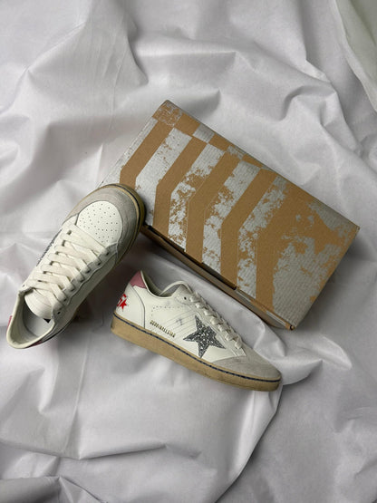 Golden Goose Ballstar pink suede Glitter Star