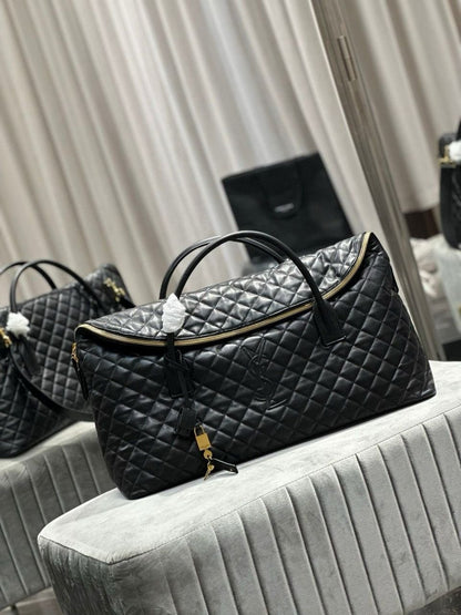 YSL Saint Laurent ES Giant Travel Bag in Smooth Quilted Leather with Gold Hardware
