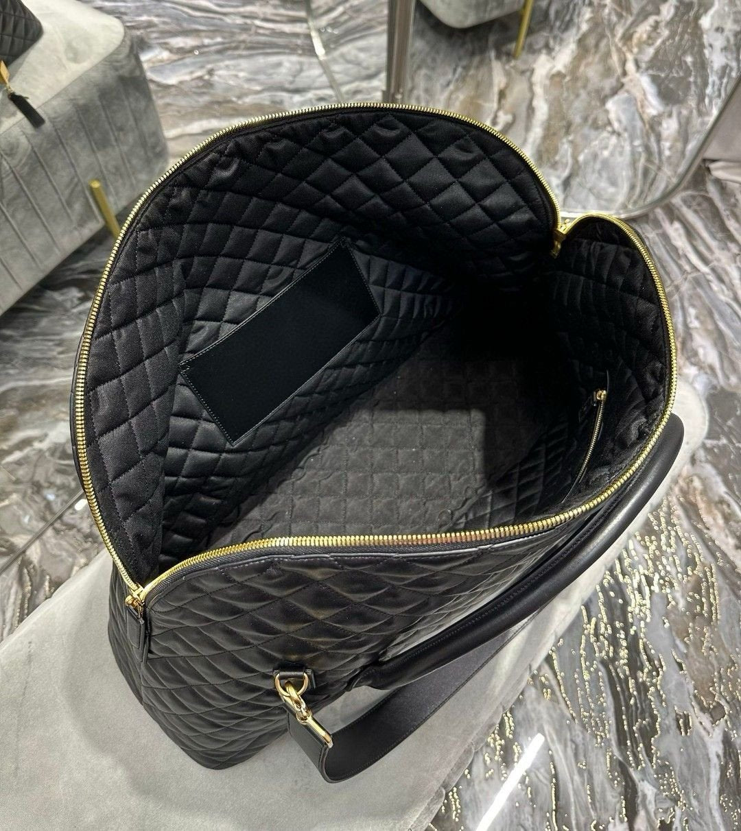 YSL Saint Laurent ES Giant Travel Bag in Smooth Quilted Leather with Gold Hardware