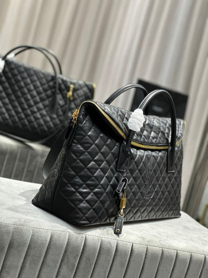 YSL Saint Laurent ES Giant Travel Bag in Smooth Quilted Leather with Gold Hardware