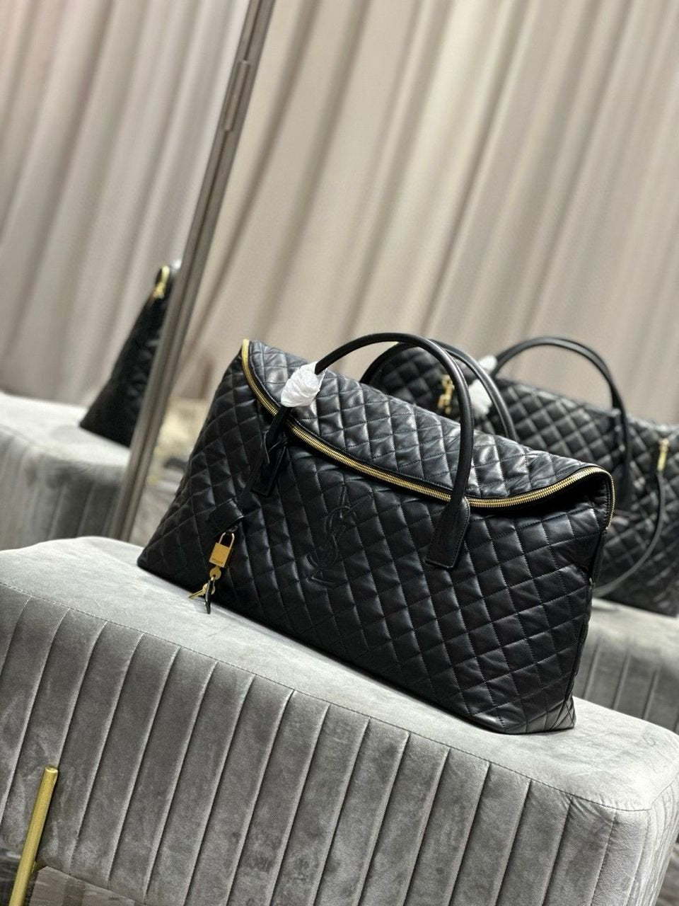 YSL Saint Laurent ES Giant Travel Bag in Smooth Quilted Leather with Gold Hardware