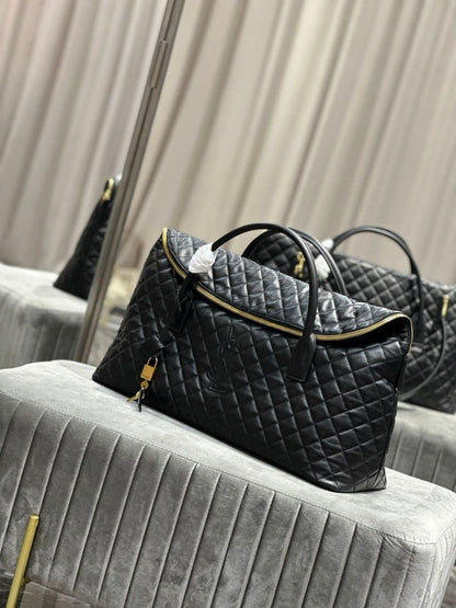 YSL Saint Laurent ES Giant Travel Bag in Smooth Quilted Leather with Gold Hardware