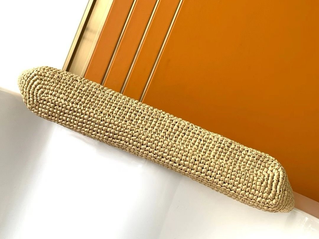 YSL Saint Laurent Natural Raffia Iace Shopping Tote