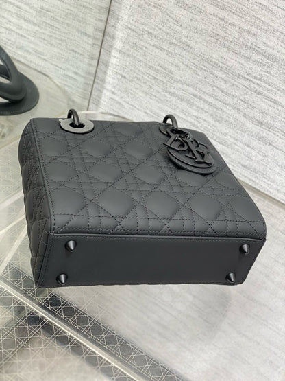 Christian Dior Black Ultra Matte Medium Lady Dior Bag