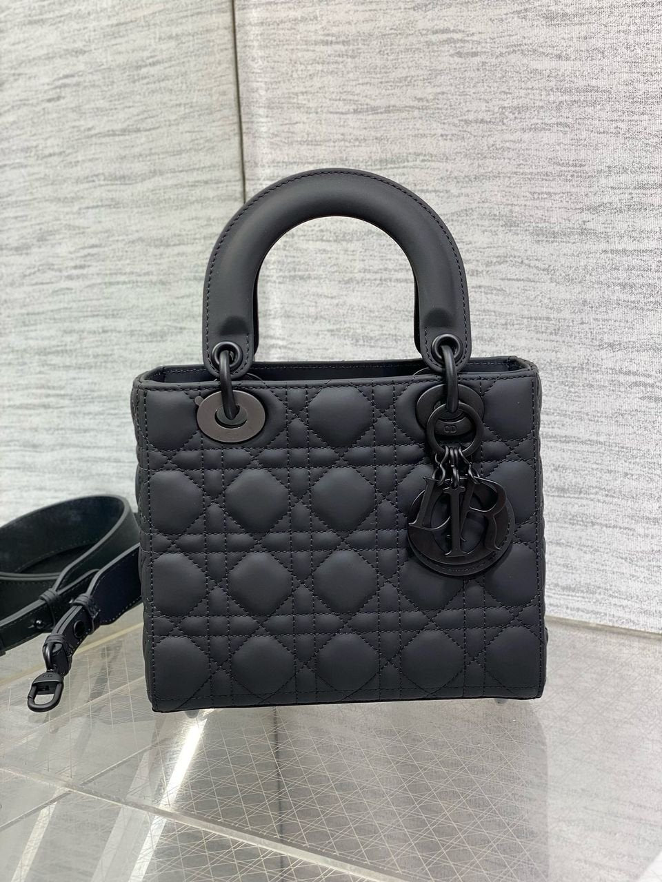 Christian Dior Black Ultra Matte Medium Lady Dior Bag