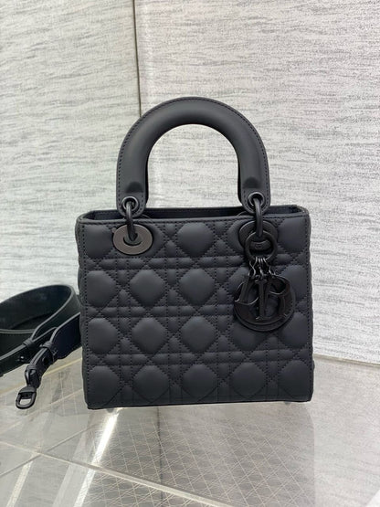Christian Dior Black Ultra Matte Medium Lady Dior Bag