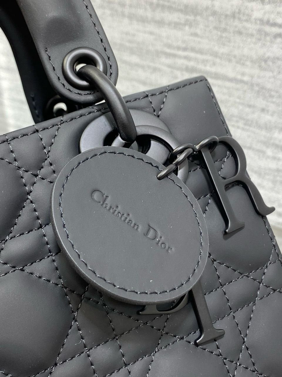Christian Dior Black Ultra Matte Medium Lady Dior Bag