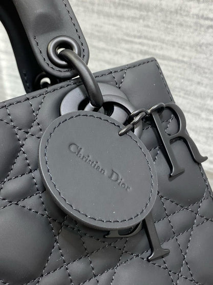 Christian Dior Black Ultra Matte Medium Lady Dior Bag