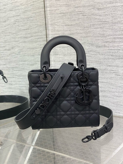 Christian Dior Black Ultra Matte Medium Lady Dior Bag