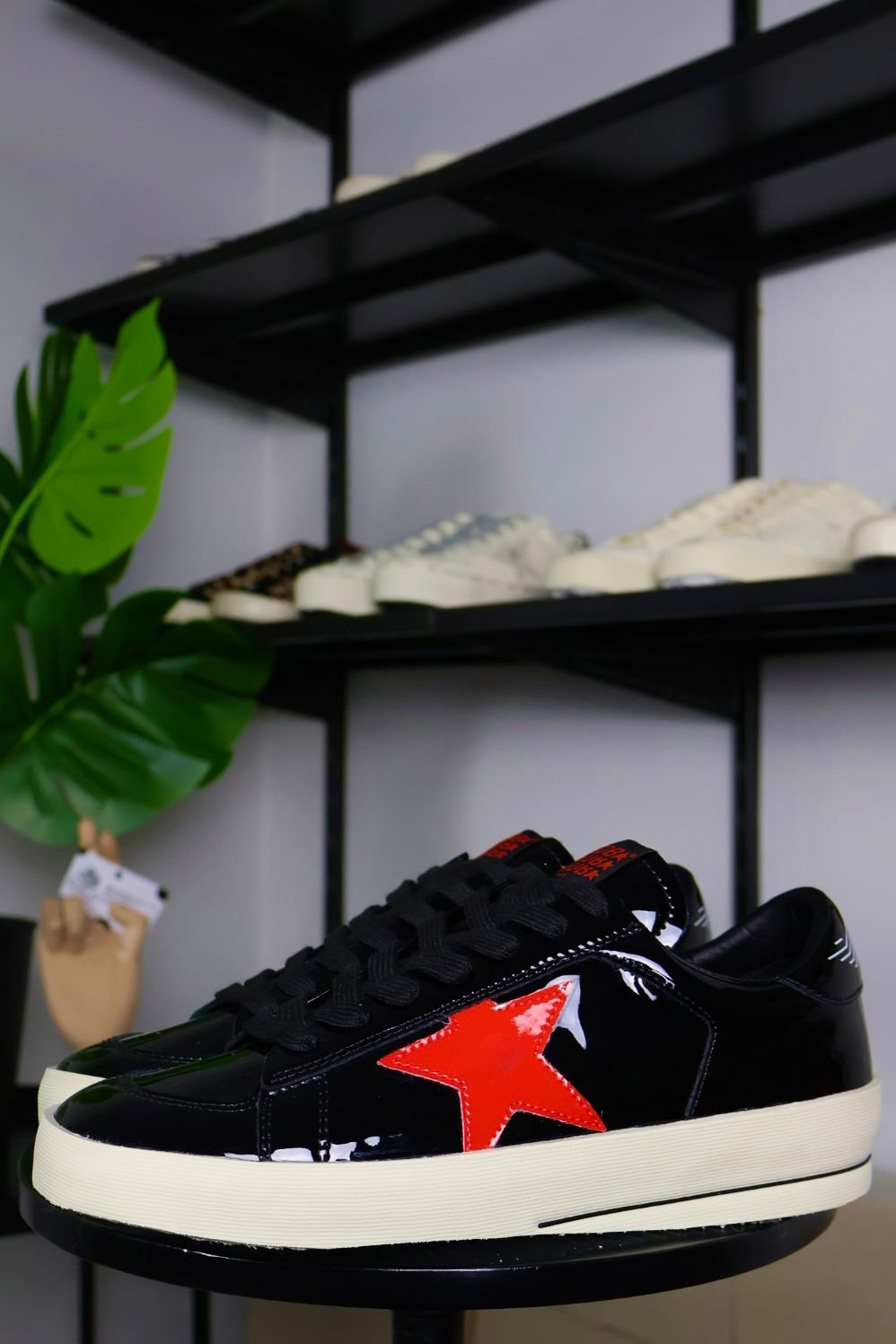 Golden Goose Black Leather Red Star