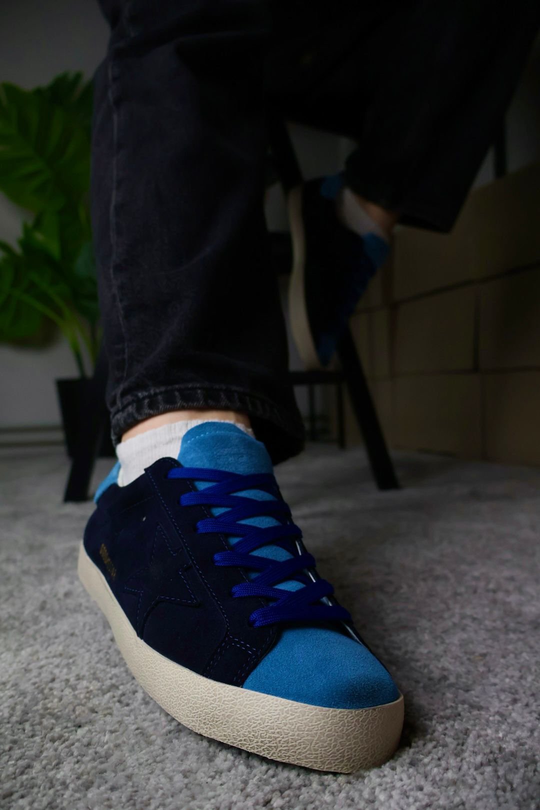 Golden Goose Super Star line Dark blue star / light blue