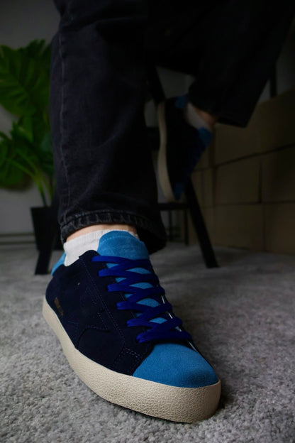 Golden Goose Super Star line Dark blue star / light blue