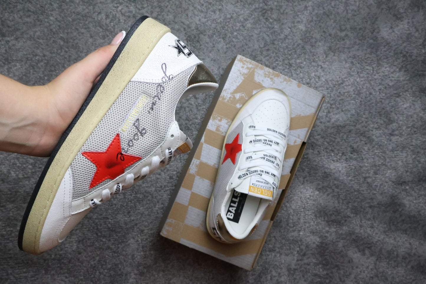 Golden Goose Red Star / White / Gold back