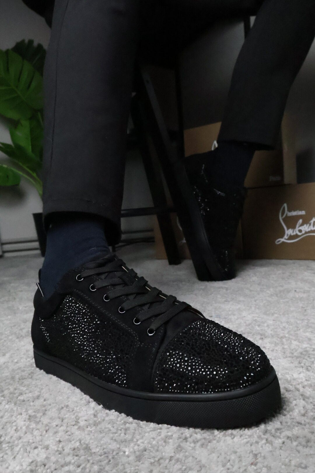 Tenisice Christian Louboutin Black Sparkle
