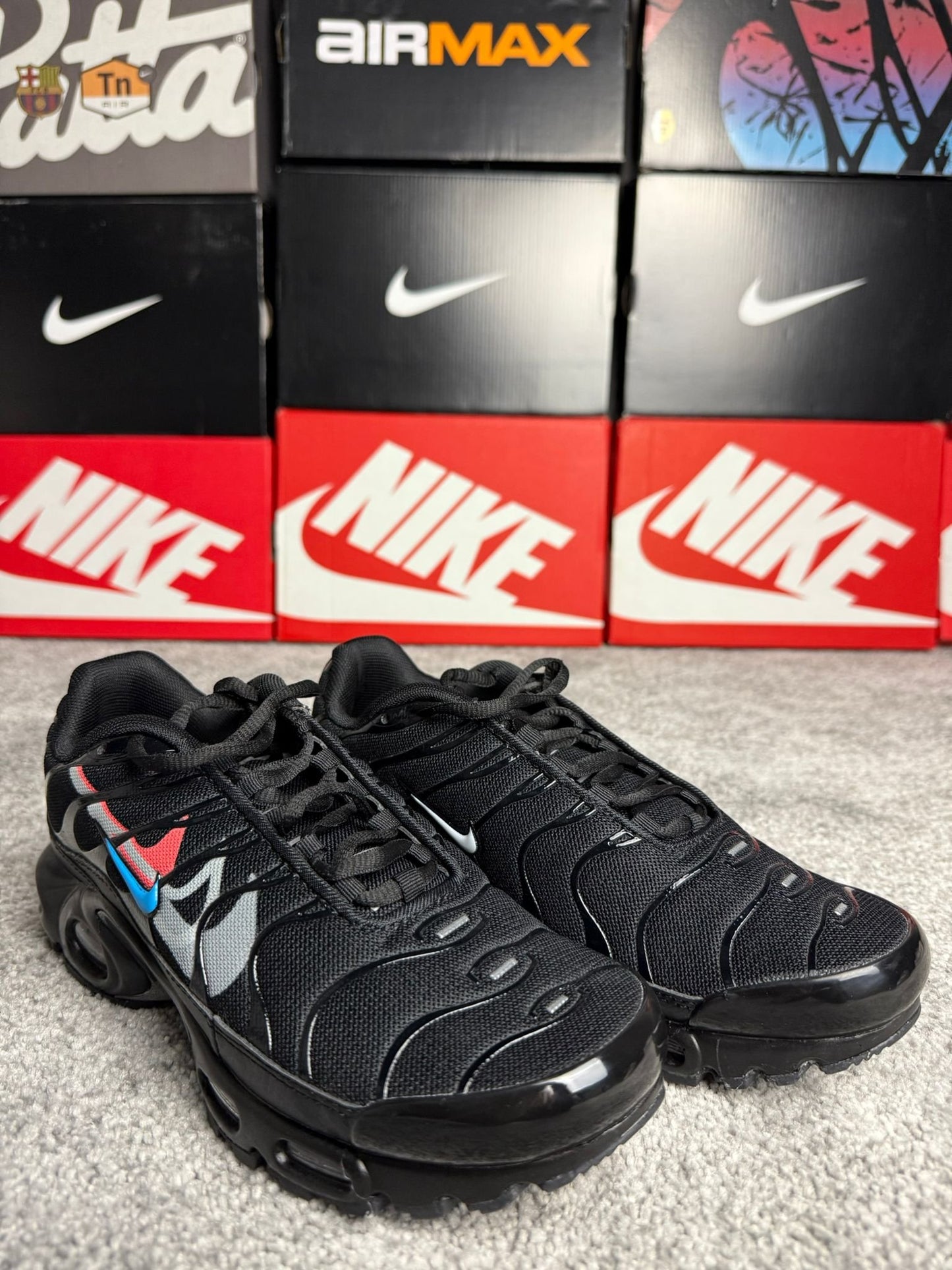Nike Air Max Plus “Multi Swoosh Black/Bright Crimson”