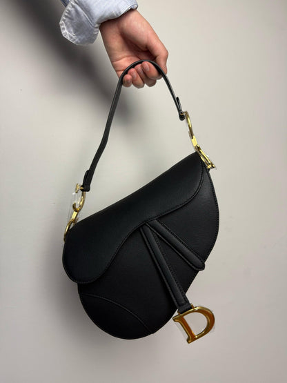 Saddle leather handbag Dior Navy in Leather