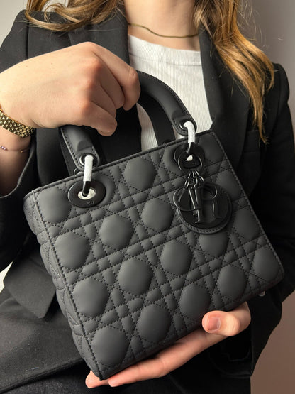 Christian Dior Black Ultra Matte Medium Lady Dior Bag