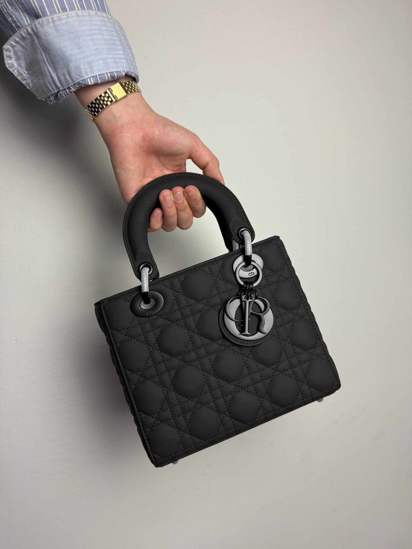 Christian Dior Black Ultra Matte Medium Lady Dior Bag