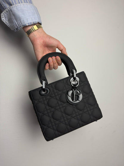 Christian Dior Black Ultra Matte Medium Lady Dior Bag