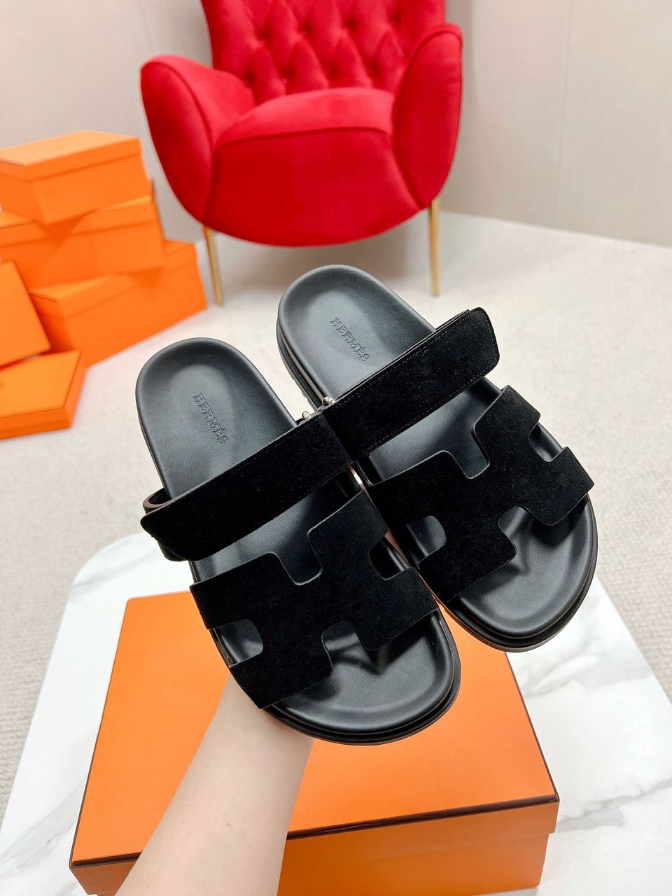 Hermes Noisette Sandala “Black”