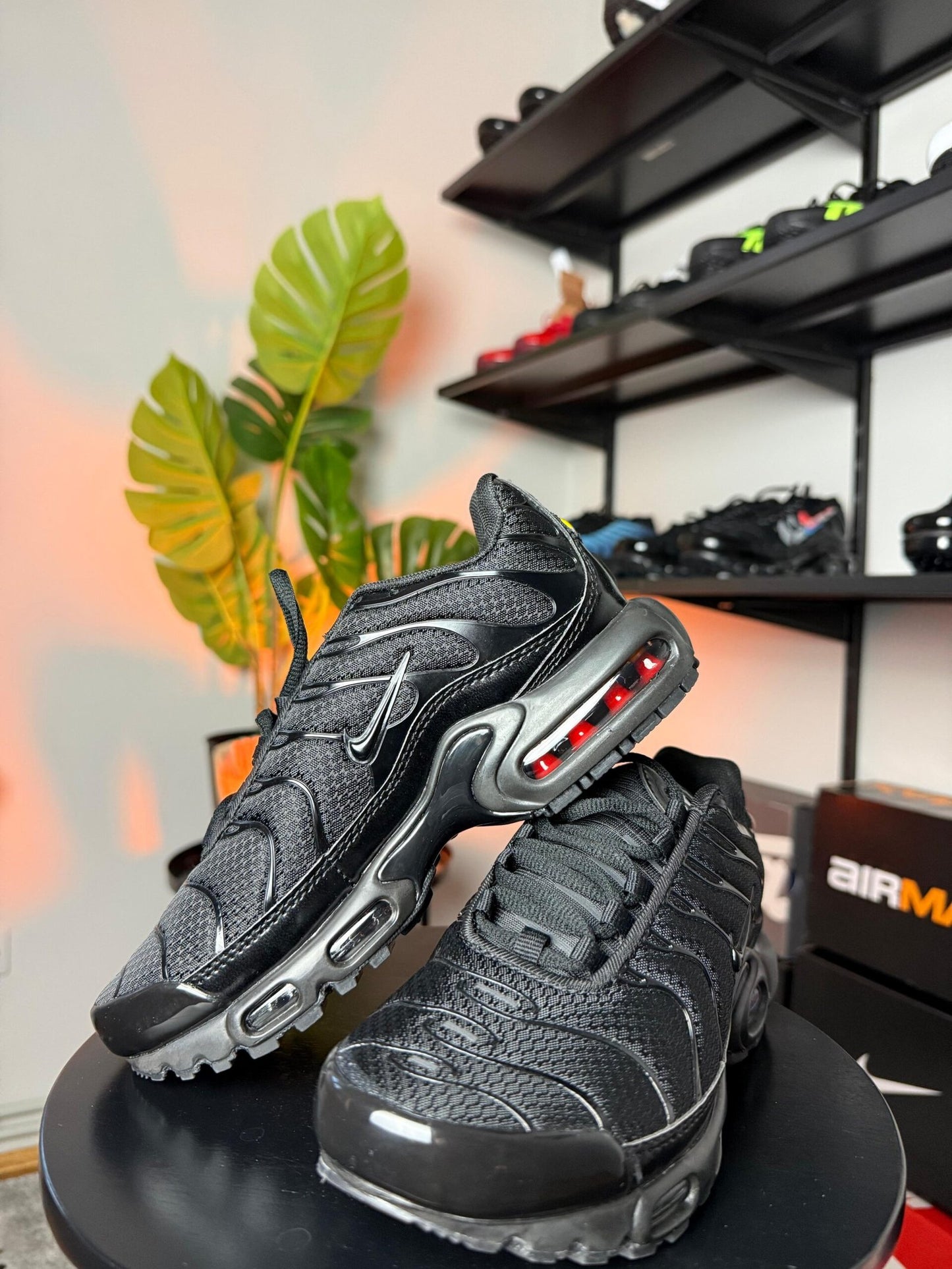 Nike AIR MAX PLUS BLACK TN crni nike logo