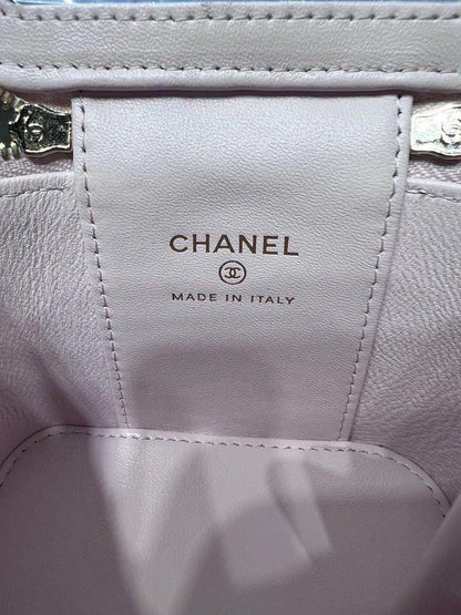 Chanel Mini Top Handle Vanity With Chain Light Blue Lambskin Gold Hard