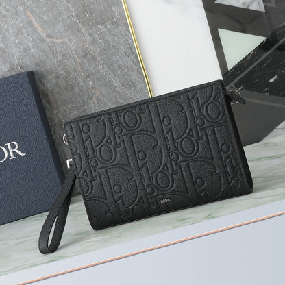 Christian Dior A5 Triangle Pouch D Gravity Leather Black