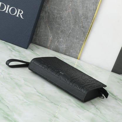 Christian Dior A5 Triangle Pouch D Gravity Leather Black
