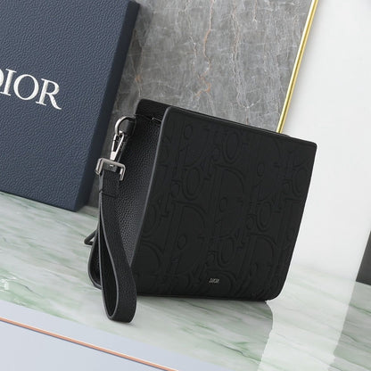 Christian Dior A5 Triangle Pouch D Gravity Leather Black