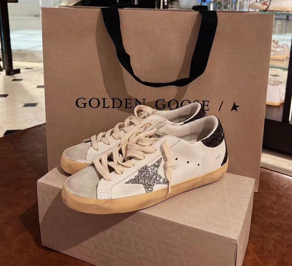 Golden Goose Super-Star White / Grey Glitter / Black Glitter