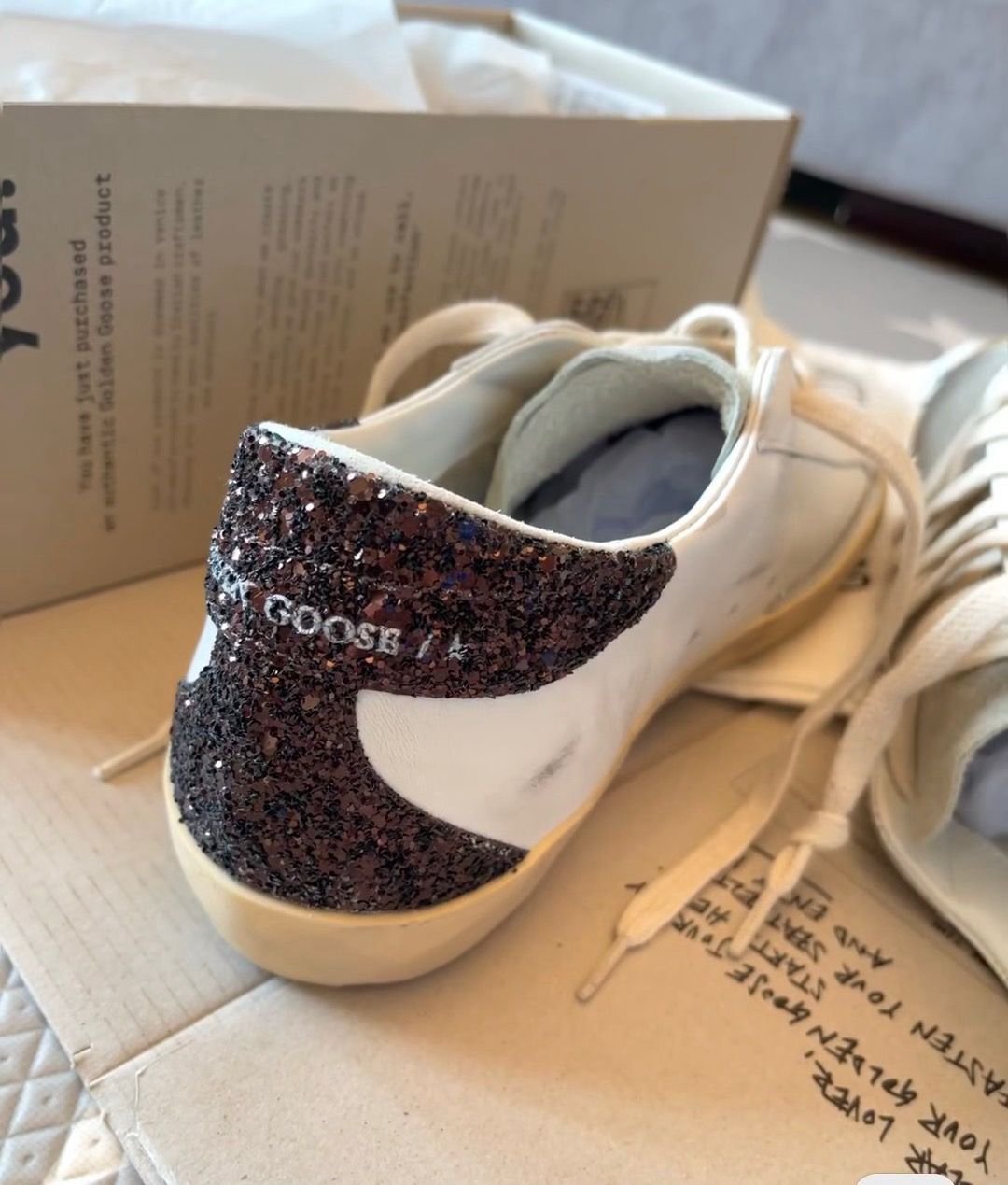 Golden Goose Super-Star White / Grey Glitter / Black Glitter